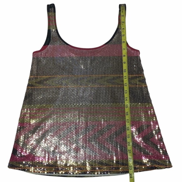 CHARLOTTE Russe Multicolored Aztec Print Sequined Front Tank Top - Picture 7 of 12